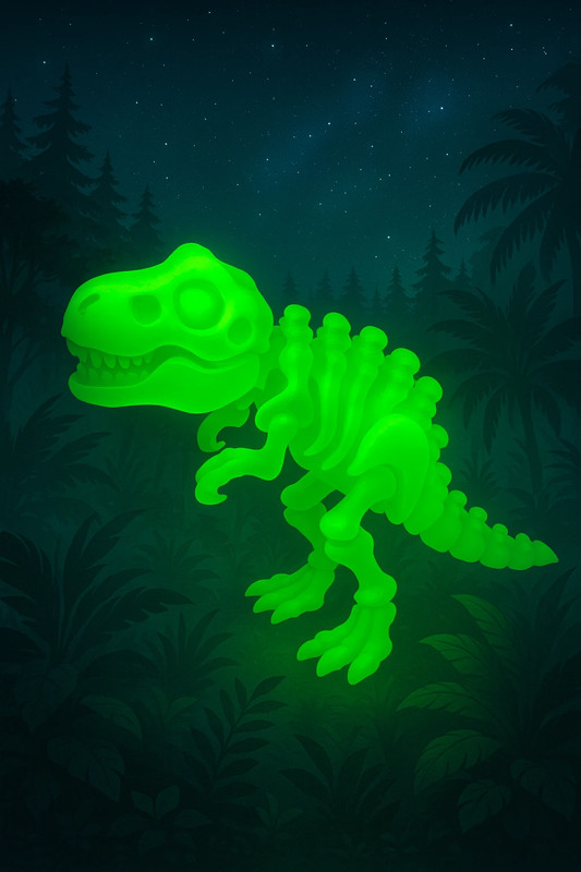 Large Glow-In-The-Dark Articulated Flexi T-Rex 3D Printed Dinosaur Yellow/Green 3 Flexi T-Rex