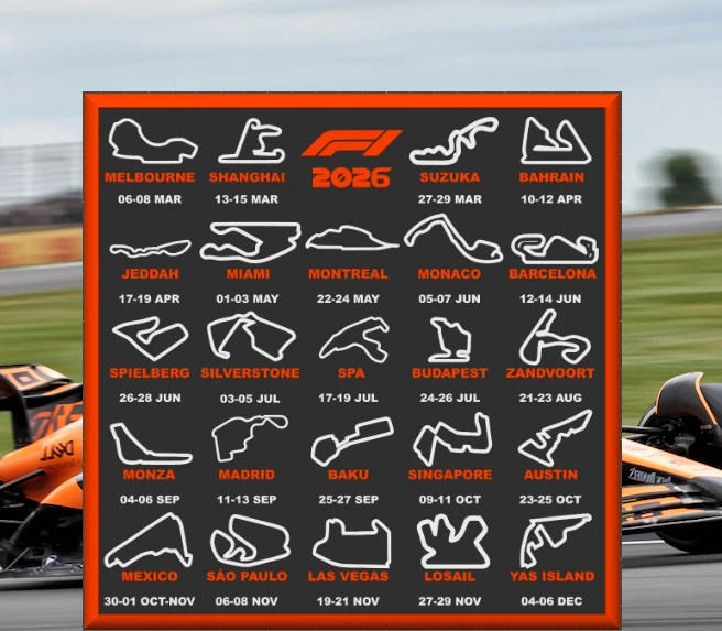 F1 2026 3D Circuit Calendar – Formula 1 Orange Edition 1 F1 2026 3D Circuit Calendar