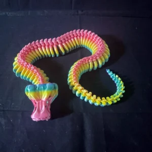 Articulated Flexi-Snake 3D Printed in a Rainbow 2 Filament 39cm