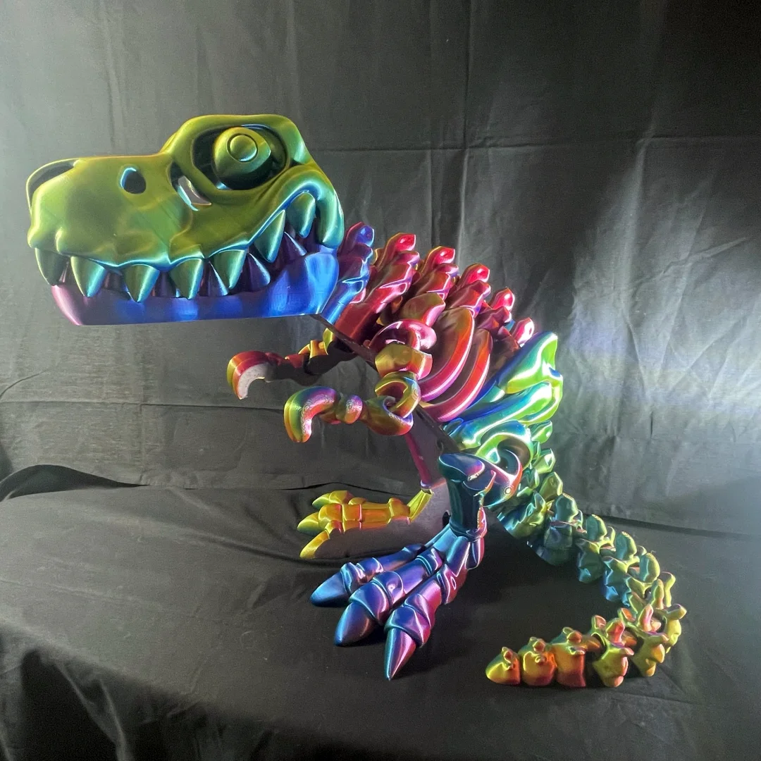 🦖 XXL T-Rex in Blue,Yellow & Red: 3D Printed Flexi Dinosaur Creation 93cm Long 1 Blue, Yellow, Red XXL T-Rex 3d printed