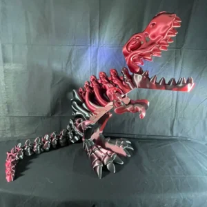 🦖 XXL T-Rex in Red & Black: 3D Printed Flexi Dinosaur Creation 93cm Long