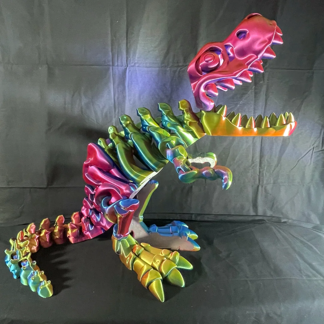 🦖 XXL T-Rex in Blue,Yellow & Red: 3D Printed Flexi Dinosaur Creation 93cm Long 5 🦖 XXL T-Rex in Blue,Yellow & Red: 3D Printed Flexi Dinosaur Creation 93cm Long - Image 5