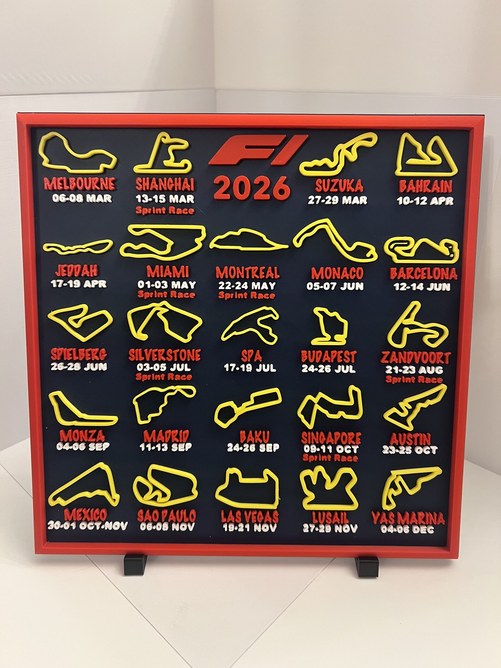 F1 2026 3D Circuit Calendar – Formula 1 Red Bull Inspired Edition With Stand 1 Red Bull Racing F1 2026 race calendar and circuits