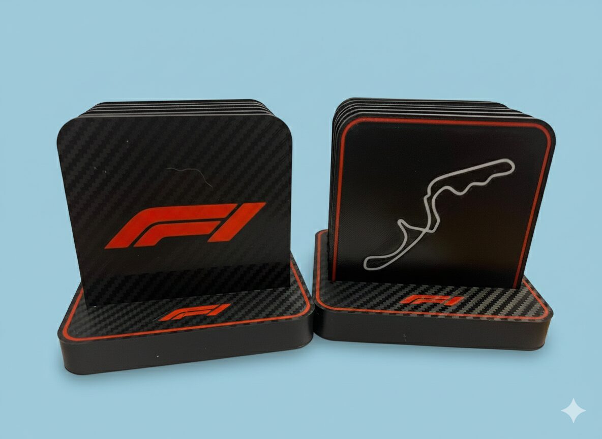 Carbon-Look F1 Circuit Coasters – Complete 12-Formula 1 Track Collection of both sets 2 Carbon-Look F1 Circuit Coasters – Complete 12-Formula 1 Track Collection of both sets - Image 2