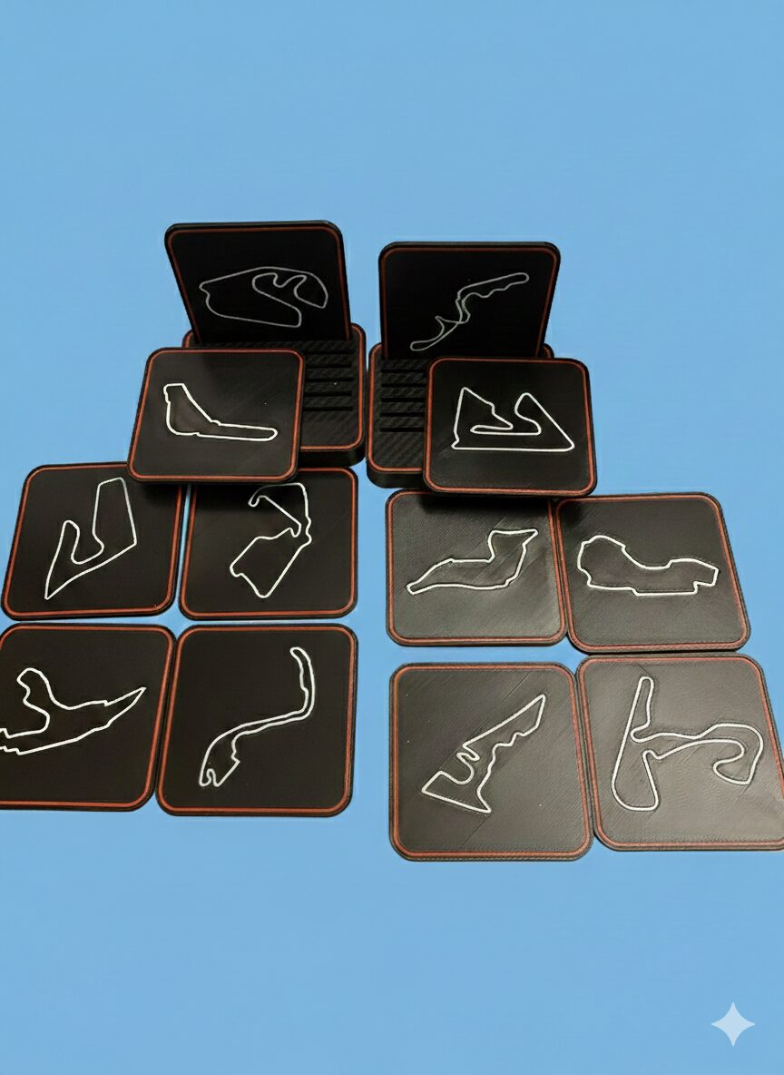 Carbon-Look F1 Circuit Coasters – Complete 12-Formula 1 Track Collection of both sets 4 Carbon-Look F1 Circuit Coasters – Complete 12-Formula 1 Track Collection of both sets - Image 4