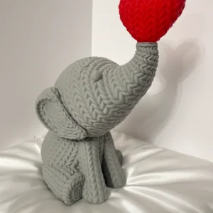 Valentines, love elephant sitting knitted style 3d printed