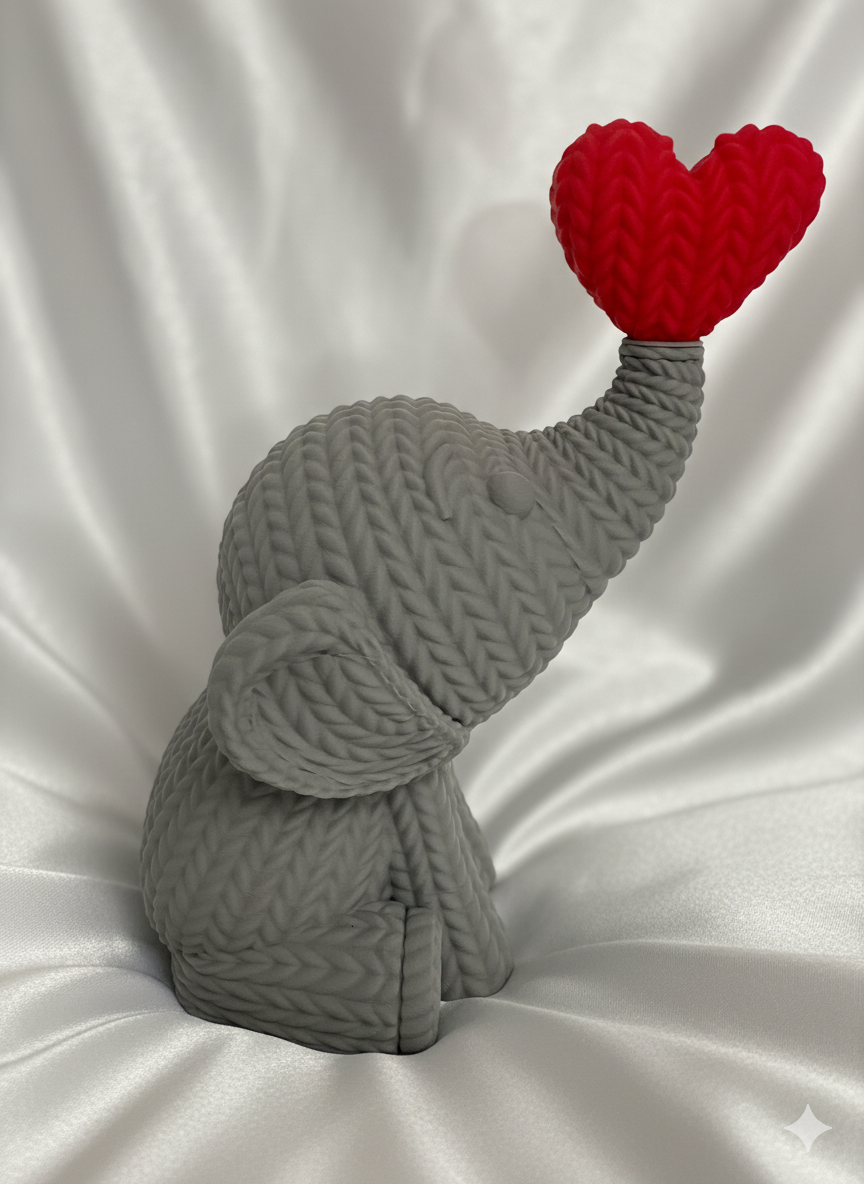 🐘❤️ Knitted-Style Elephant with Heart – Valentine’s & Year-Round Love Gift 2 🐘❤️ Knitted-Style Elephant with Heart – Valentine’s & Year-Round Love Gift - Image 2