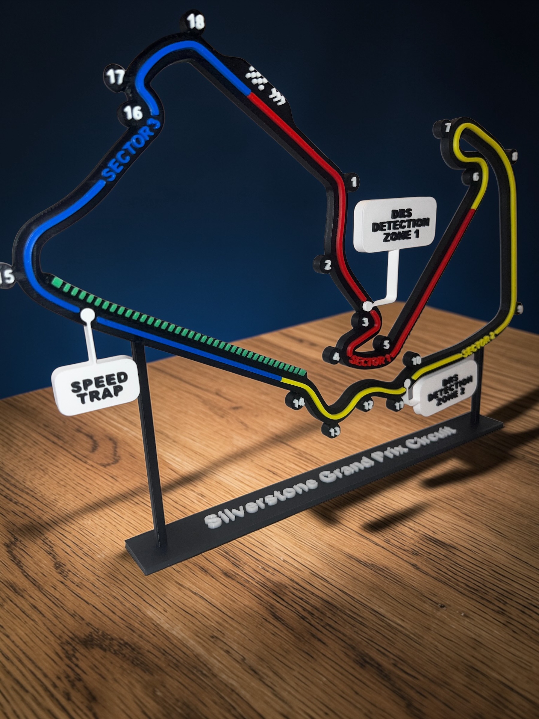 Silverstone Grand Prix Circuit - 3D Printed Desk Track Trophy V2 3 Detailed 3d printed Silverstone track
