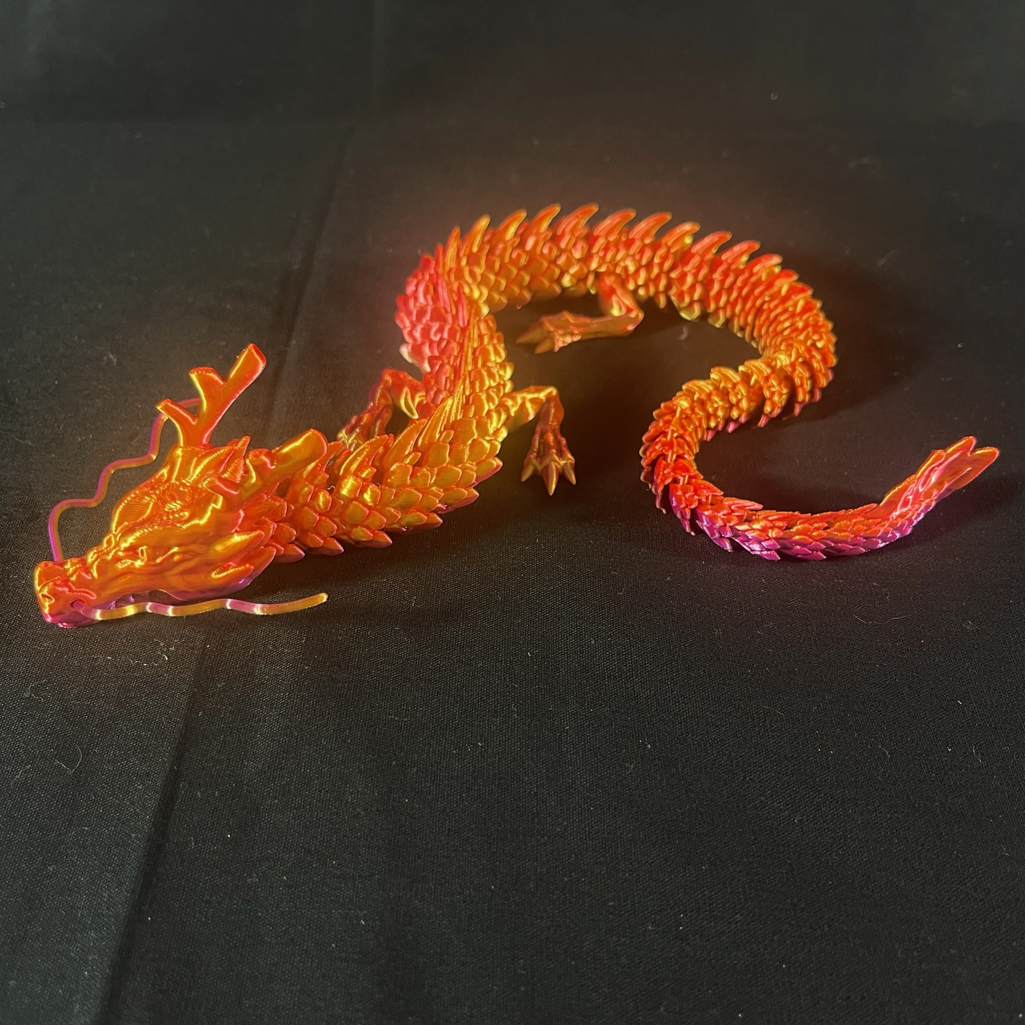Angry Dragon: 65cm Articulated Flexi Red/Gold/Purple 3D Printed 2 65cm angry dragon side view red gold purple